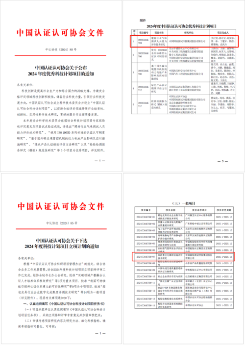 喜报丨国检集团2024年度CCAA科技计划项目优秀+1、立项+1